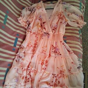 Taylor Pink Floral V-Neck Dress
